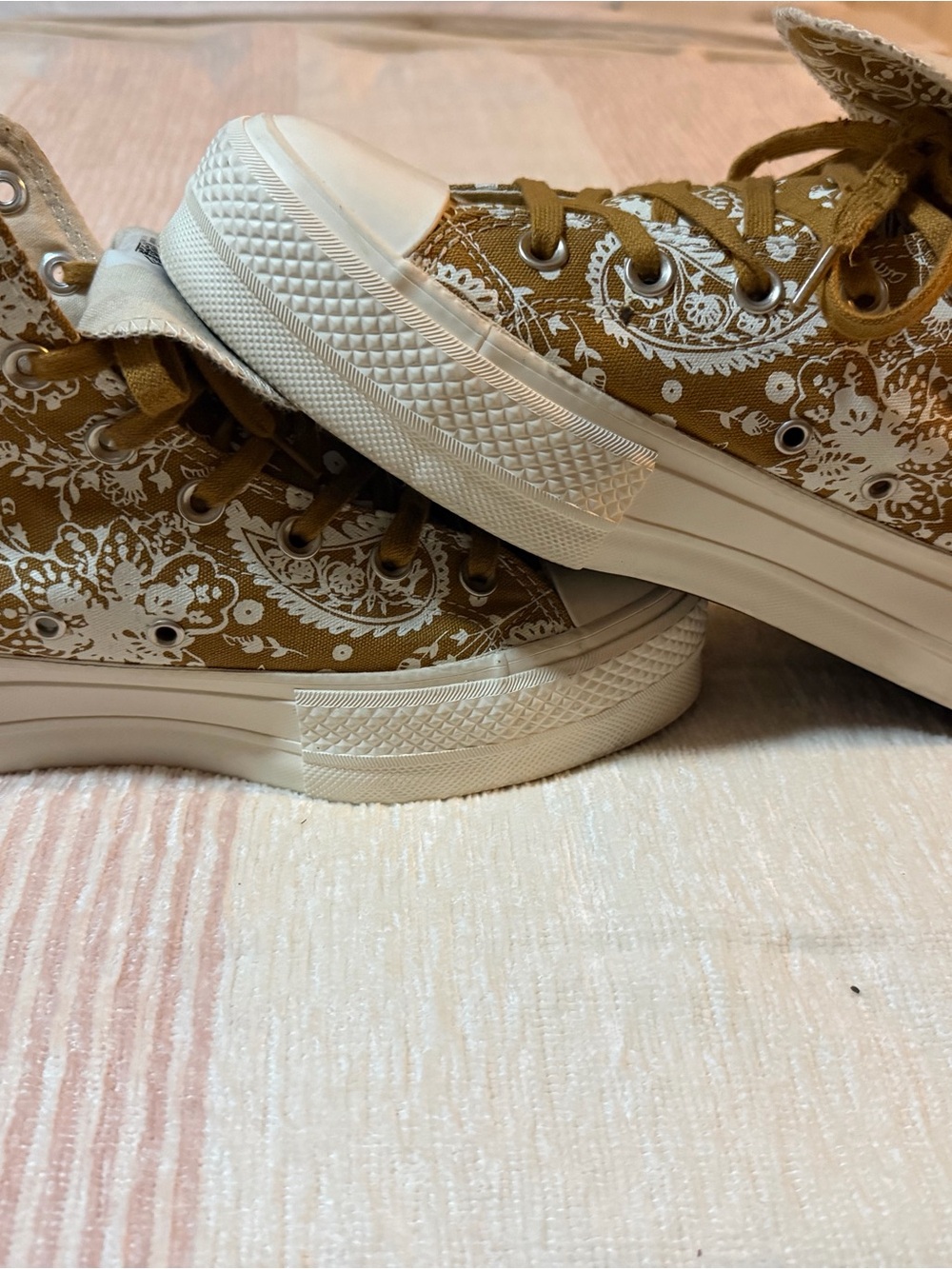 Converse High Top Sneakers - Mustard Yellow Floral - Picture 4 of 9